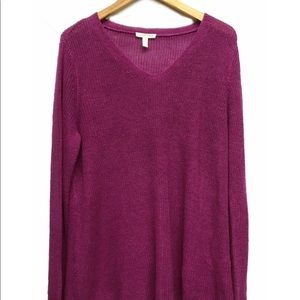 Eileen Fisher Linen Tunic Sweater Fushia V-neck L